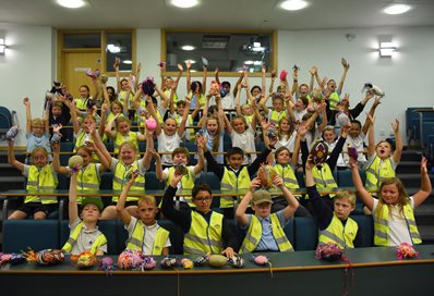 Pupils with their scabies bean bags