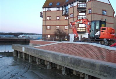 Shoreham flood defences being built