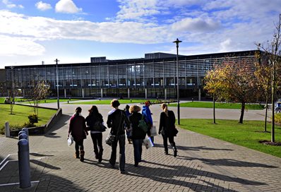 Students at Checkland building