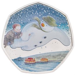 The Snowman colour 50 pence coin