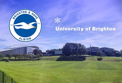Logos of the University of Brighton and Brighton & Hove Albion football club