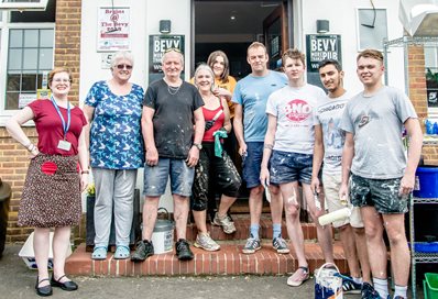 University rugby players joined the pub's make-over team