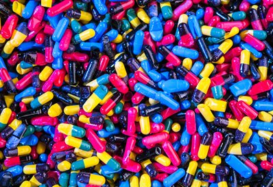Multicoloured pills (photo by Joshua Coleman)
