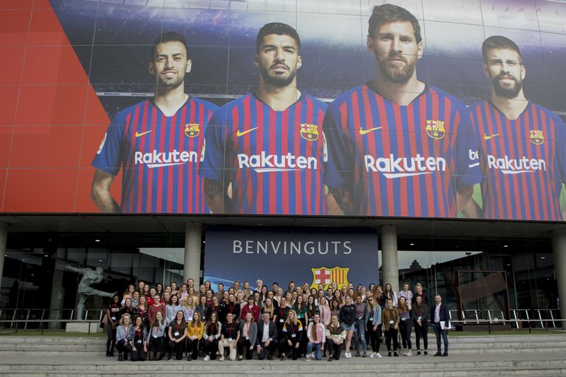 Dominique and the Women in Football group at Camp Nou