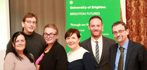 Left to right Dr Mark Devenney, Academic Lead for Radical Futures, Professor Karen Cham, Academic Lead for Connected Futures, Professor Matteo Santin, Academic Lead for Healthy Futures, Susannah Davidson, Knowledge Exchange Manager