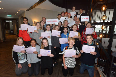 Dr Pantelidis with students and schools pupils