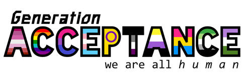 T-shirt logo saying Generation Acceptance - we are all human, as designed by student Lux Ciampa