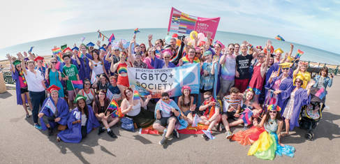 Students and staff supporting Brighton Pride in 2018