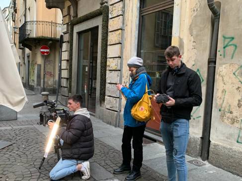 Alice Giraudi and film crew