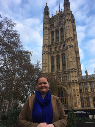 Dr Annie Ockelford outside Westminster