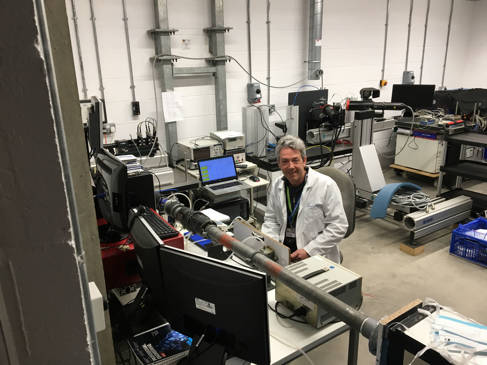 Dr Steven Begg  working on the gas flow rig at the Advanced Engineering Centre