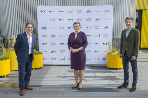 Paul Rostas, Co-CEO Plus X; Professor Debra Humphris, Vice-Chancellor, University of Brighton; Mat Hunter, Co-CEO Plus X