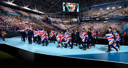 WorldSkills UK finalists, people on a catwalk in a stadium