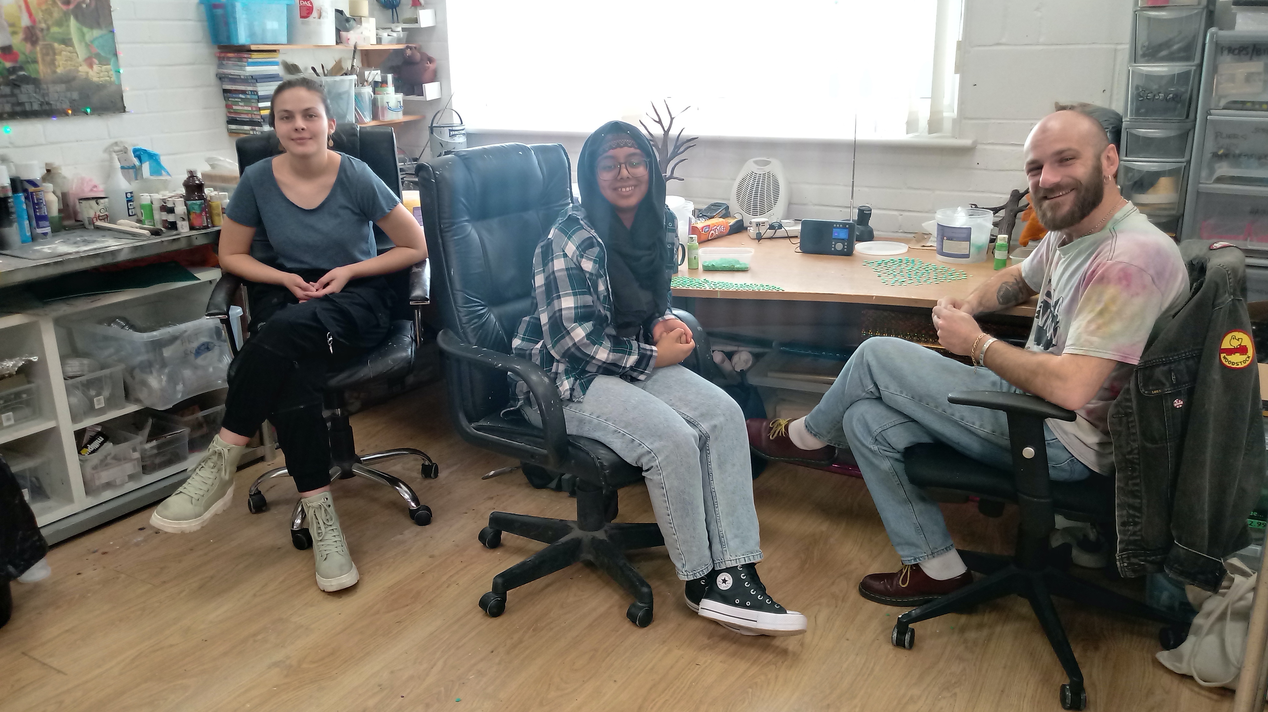 Animation work experience students - Lexie Rhys-Jones, Haniyyah Nauzeer, and Vince Mosti