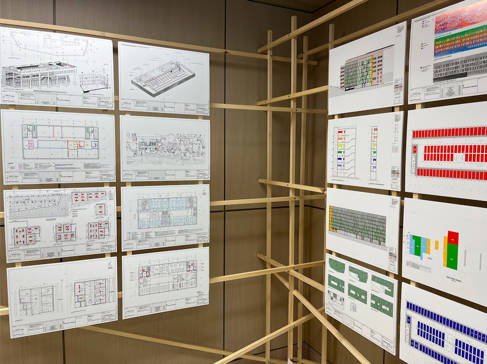 Big Build Stories exhibition images showcase of technical drawings