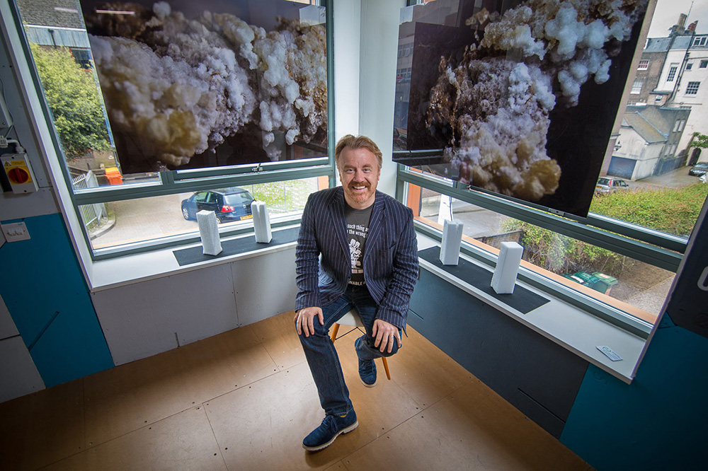 Duncan Baker-Brown inside the Brighton Waste House