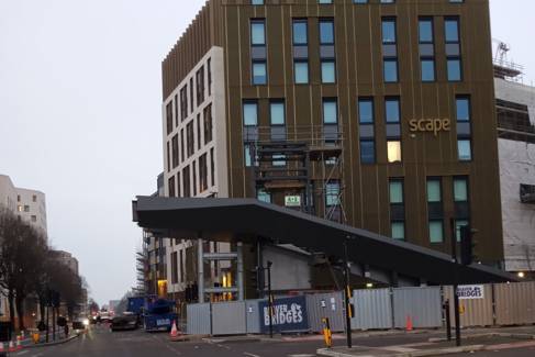 Footbridge first stage installation on the Lewes Road