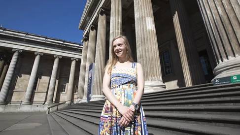 Jessica Starns outside her workplace at the British Museum