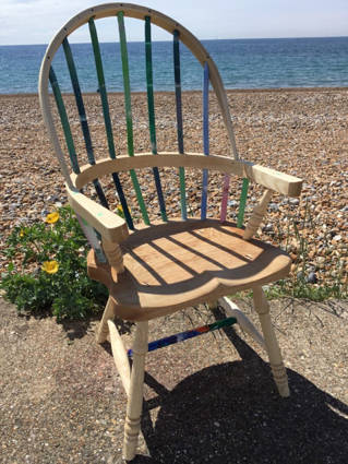 High Back Chair integrating wood with recycled plastic