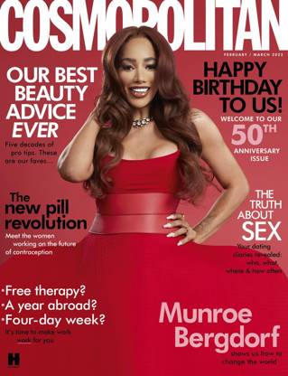 Munroe Bergdorf on the cover of Cosmopolitan magazine, February 2022