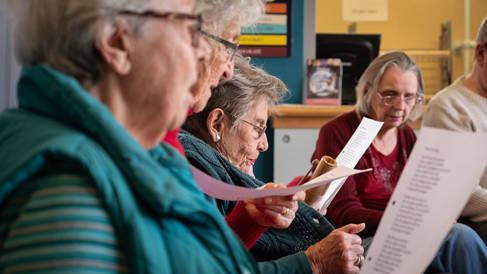 Music therapy with the 'Silver Singers' - image courtesy of Chiltern Music Therapy