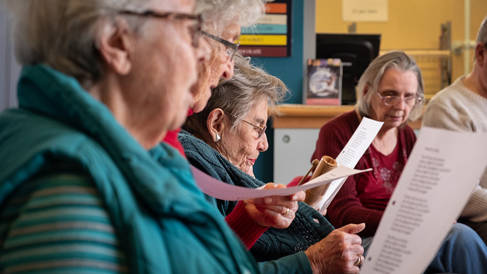 Music therapy with the 'Silver Singers', image courtesy of Chiltern Music Therapy