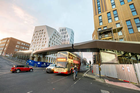 New University of Brighton footbridge over Lewes Road - credit Darren Cool Images