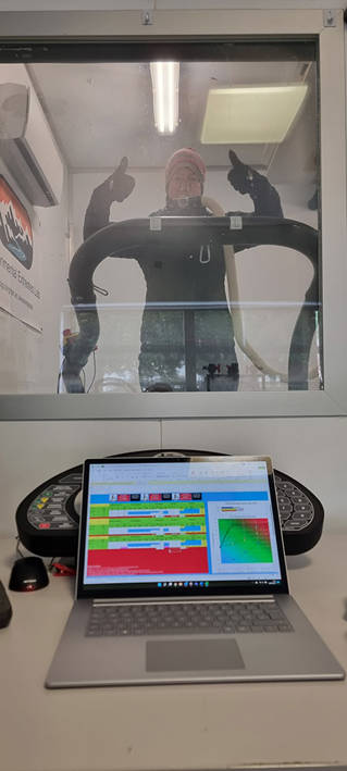 Nicky Chisholm undergoing tests at University of Brighton’s Environment Extremes Laboratory