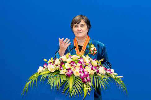 Professor Marie Harder at the Magnolia awards speech