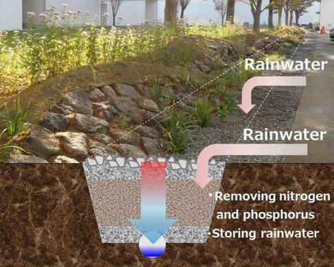 Graphic showing the Rainscape drainage system