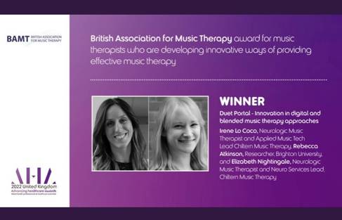 Rebecca Atkinson Music Therapy award win image