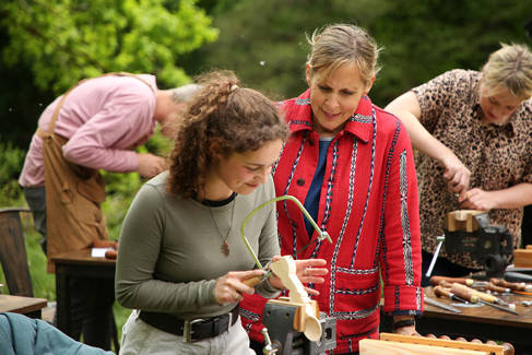 University of Brighton student Chloe Hook talking to Handmade presenter Mel Giedroyc on Channel 4