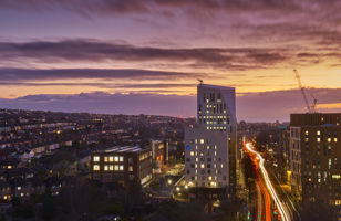 Timelapse image of Lewes Road at sunset