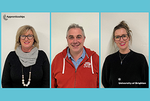 The head and shoulders of three people