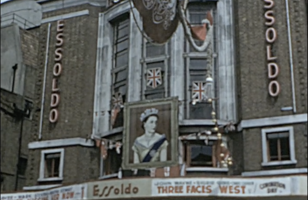 The old Essoldo Cinema in Brighton dressed up for the late Queen's Coronation in 1953 - image courtesy of University of Brighton Screen Archive South East