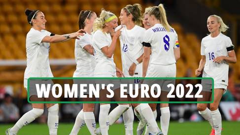 Footballers with the words: Women's Euro 2022