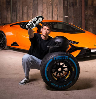 Alex with Lamborghini car