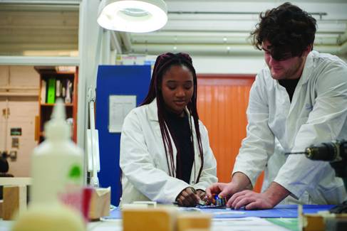 Product design students in a lab