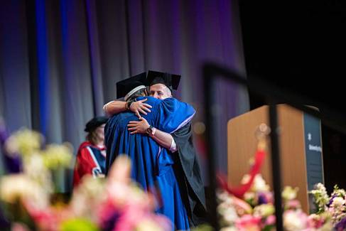 Student at the graduation podium