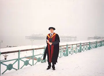 Andrew Lloyd picking up his PhD at Graduation in 1991