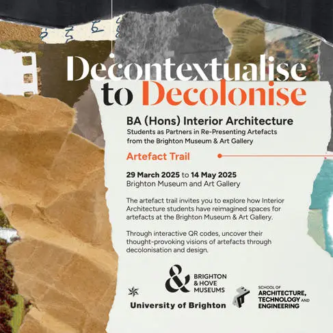 Decontextualise to Decolonise QR code trail exhibition poster 