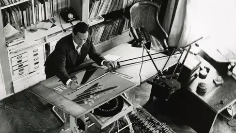 FHK Henrion in his studio. Photo Colin Tait.
