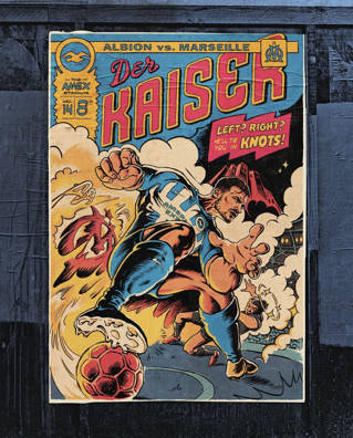 Football programme in comic book style. It reads 'Der Kaiser'