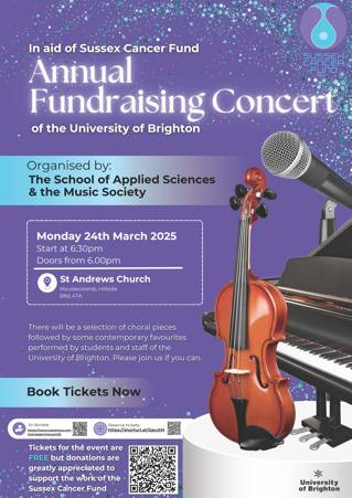 Fundraising concert poster for the Sussex Cancer Fund 