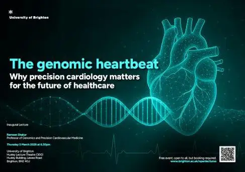 Poster for Rameen Shakur lecture. Text with a digital drawing of a heart in the background.