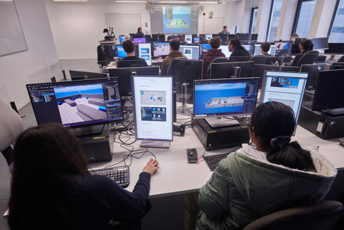 University of Brighton computer suite with students using games