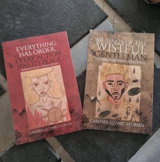 Wren Greed's two poetry anthologies side by side