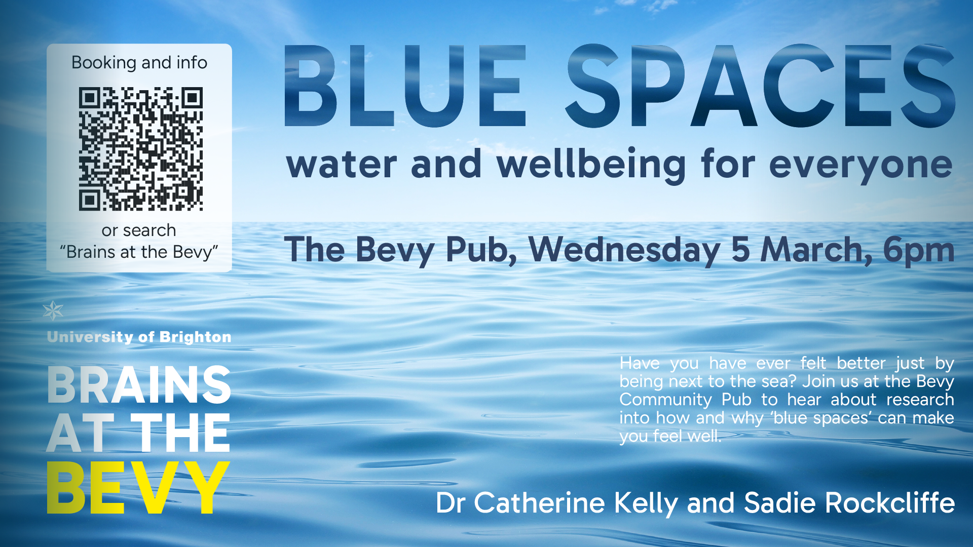 Photo of the sea with the words: Blue Spaces