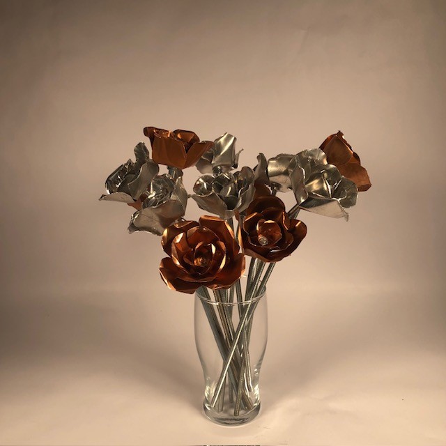 metal flowers beer mat