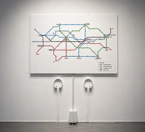 Map showing different locations in London Underground style
